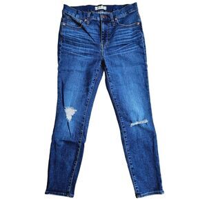 Madewell -1101 Women's Blue Distressed‎ 9" High Rise Skinny Crop Denim Jeans 28